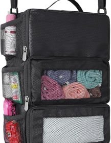esouler Suitcase Organizer - Hanging Packing Cubes & Portable Collapsible Travel Shelves for Carry-on (Black, Small)