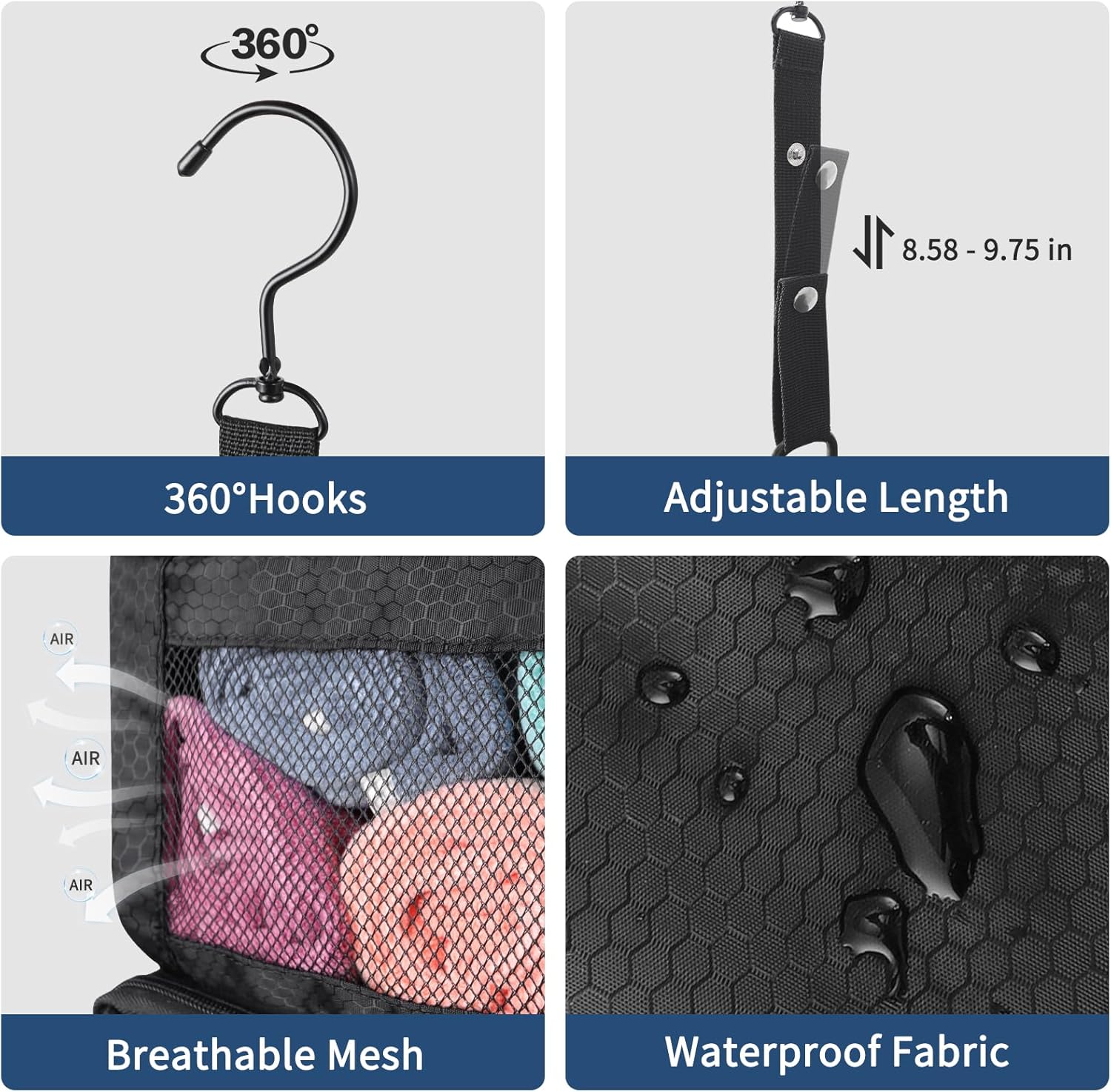 esouler Suitcase Organizer - Hanging Packing Cubes & Portable Collapsible Travel Shelves for Carry-on (Black, Small) - Image 6