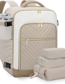 Large Travel Backpack for Women, TSA Carry on Backpack for Airplanes, 40L Personal Item Travel Bag for Women fits 17" Laptop,Waterproof Carry on Bag Airplane Approved with 3 Packing Cubes